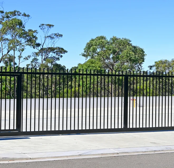 Black commercial gate.