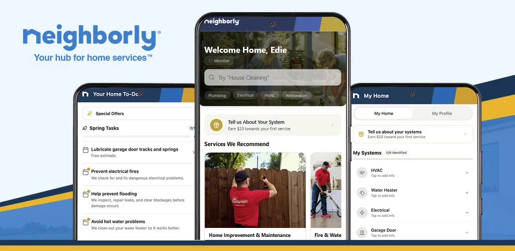 Neighborly app samples on phone.
