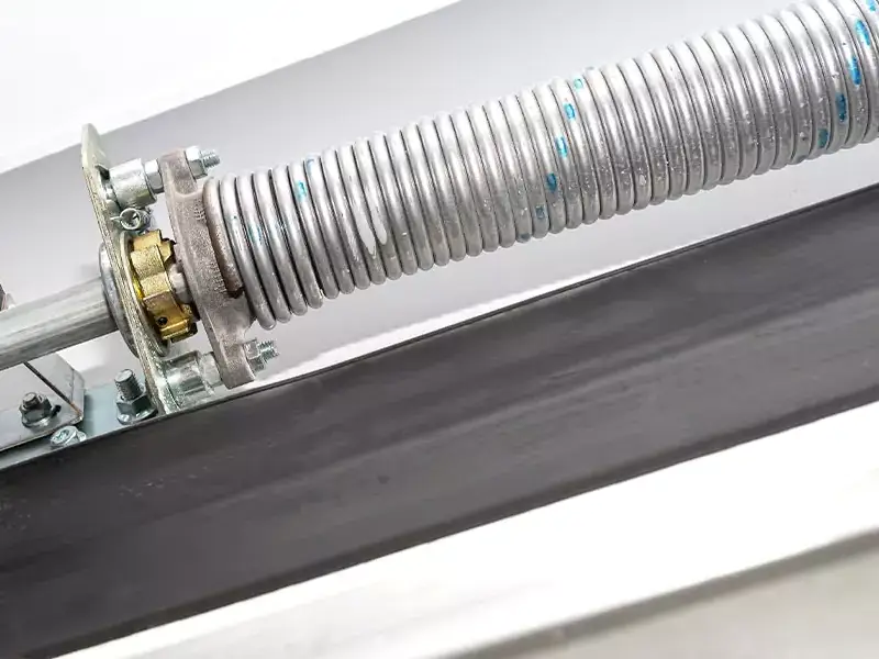 Close up of garage door springs