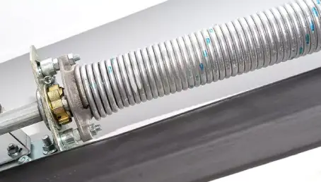 Close up of garage door springs