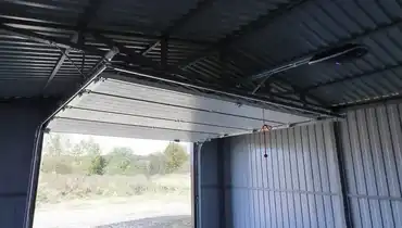 Garage interior, showing the overhead space required for a sectional garage door.