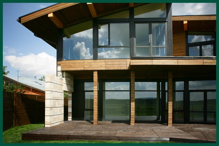 Large house with lots of windows.