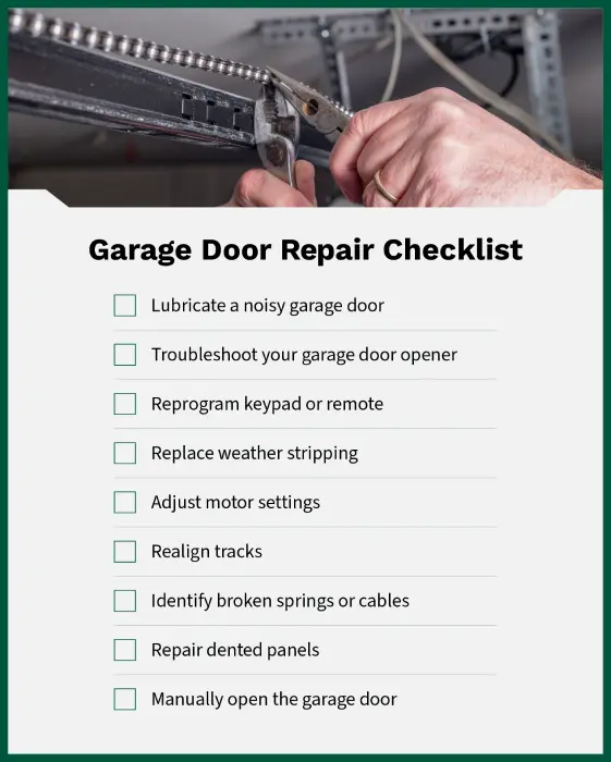 Garage door repair checklist.
